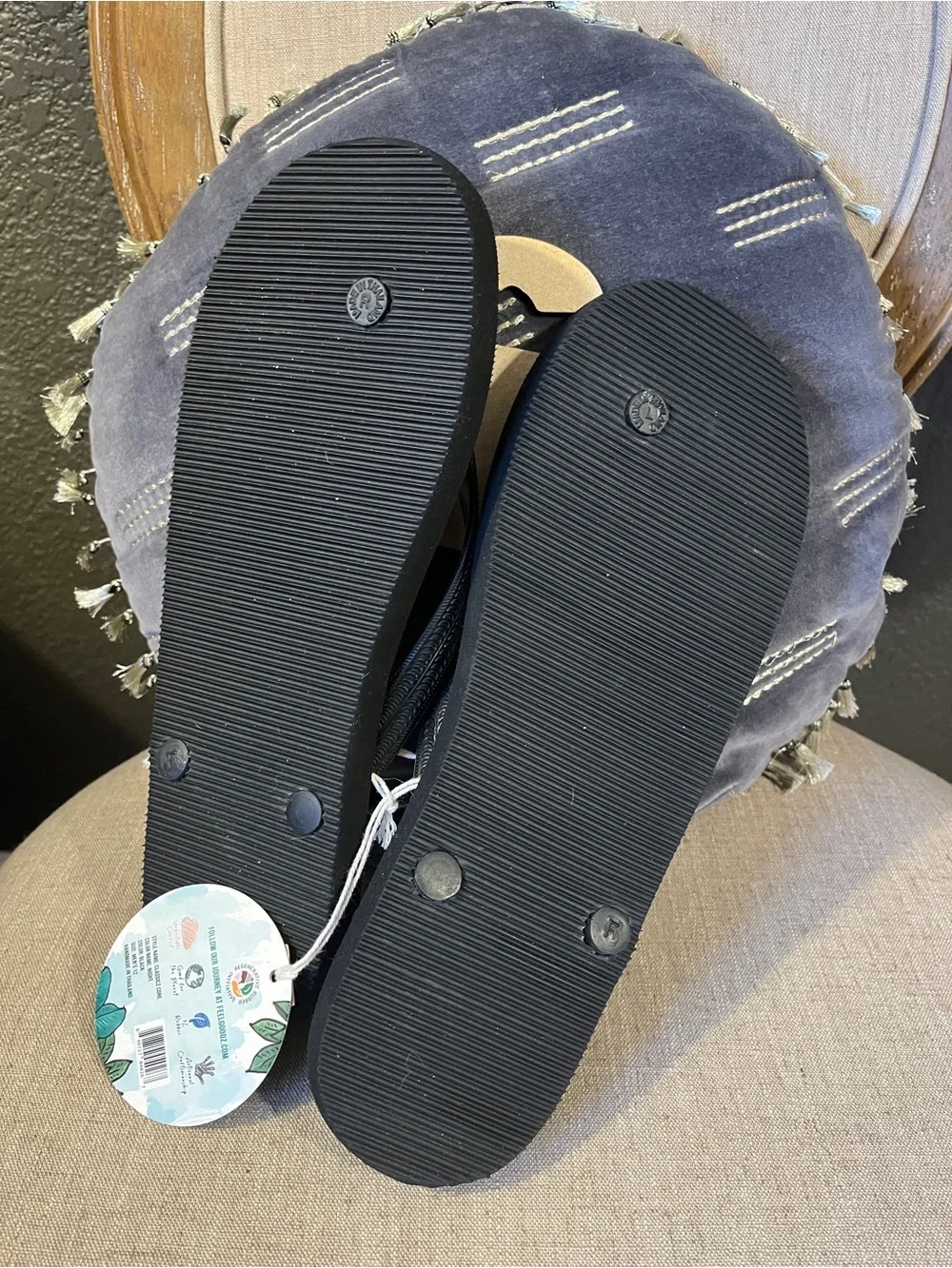 New! Feelgoodz Men's Classic Core Rubber Flip Flops - Black